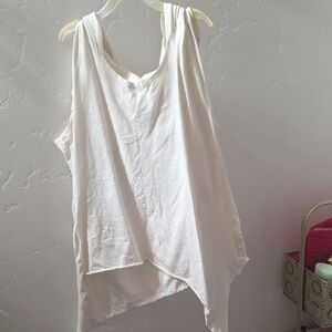 Playful Cream Asymmetrical Bohemian Gypsy Tank Top With Hood